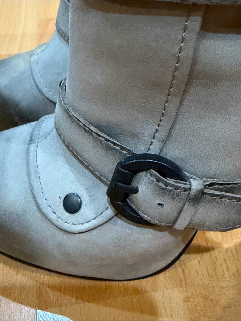 ASH Iona Grey Distressed Leather Buckle Boots size EU 37 / US 6.5-7 - Picture 9 of 12